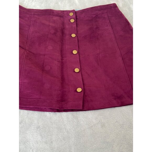 Old Navy Women skirt size 16 Burgundy Suede-Like Button-Front - Picture 7 of 16